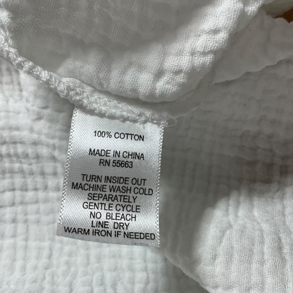 JONES & CO White Slub Textured 100% Cotton Lace Trim Batwing Short Sleeves 3X - Picture 9 of 10